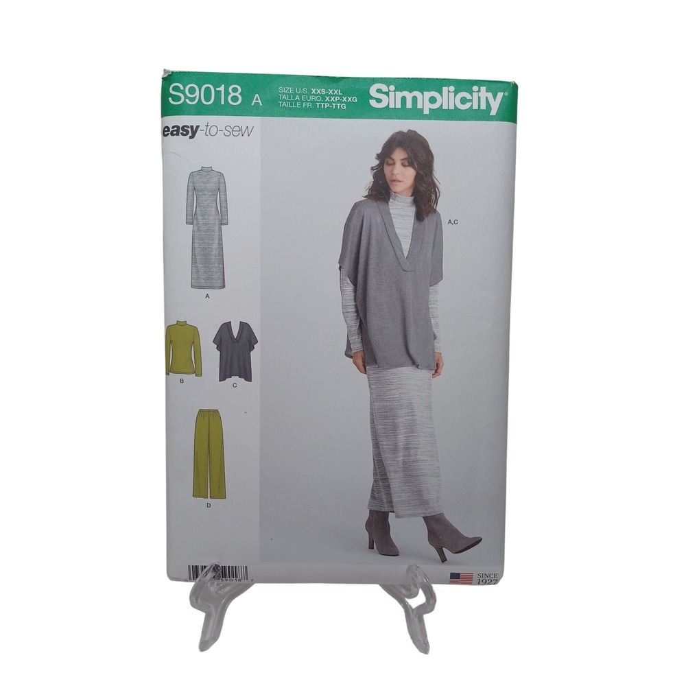 Simplicity S9018 Sewing Pattern Womens Knit Dress Top Vest Pants Size XXS-XXL